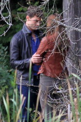 Jamie Dornan and Dakota Johnson - film reshoots for "Fifty Shades Of Grey" in the woods in Vancouver, Canada - October 14, 2014 - 74xHQ Q7QhY3sz